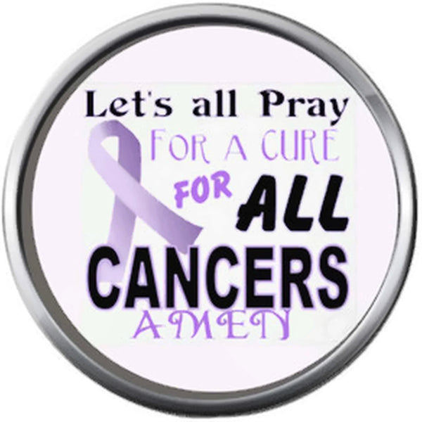 Pray for All  Cancer Amen Ribbon Survivor Hope For All Support Cure Awareness 18MM - 20MM Snap Jewelry Charm