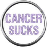 Purple Cancer Sucks Cancer Ribbon Survivor Hope For All Support Cure Awareness 18MM - 20MM Snap Jewelry Charm
