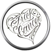 Tribal Heart Fuck Cancer Ribbon Survivor Hope For All Support Cure Awareness 18MM - 20MM Snap Jewelry Charm