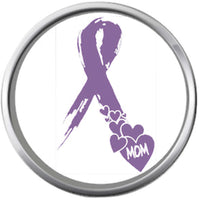 Purple Cancer Ribbon Heart Mom Survivor Hope For All Support Cure By Awareness 18MM - 20MM Snap Jewelry Charm