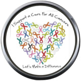 I Support A Cure Heart Ribbon Survivor Hope For All Support Cure By Awareness 18MM - 20MM Snap Jewelry Charm