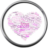 Support Words In Heart Save The Tatas Boobies Pink Breast Cancer Ribbon Survivor Cure By Awareness 18MM - 20MM Snap Jewelry Charm