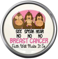See Speak Hear No Monkey Save The Tatas Boobies Pink Breast Cancer Ribbon Survivor Cure By Awareness 18MM - 20MM Snap Jewelry Charm