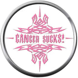 Cancer Sucks Tribal Tattoo Art Save The Tatas Boobies Pink Breast Cancer Ribbon Survivor Cure By Awareness 18MM - 20MM Snap Jewelry Charm