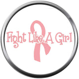 Fight Like A Girl Ribbon Save The Tatas Boobies Pink Breast Cancer Ribbon Survivor Cure By Awareness 18MM - 20MM Snap Jewelry Charm