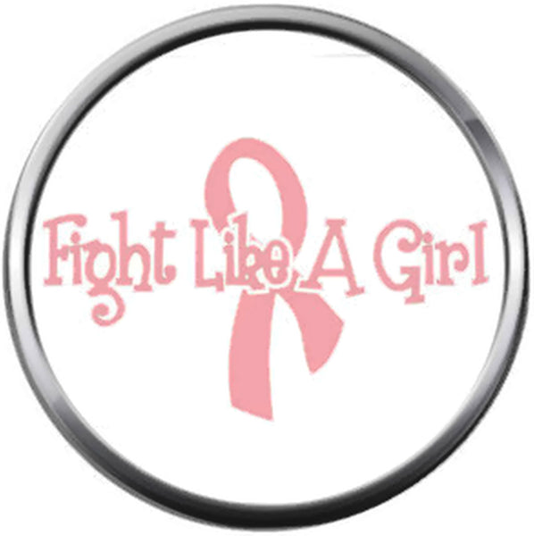 Fight Like A Girl Ribbon Save The Tatas Boobies Pink Breast Cancer Ribbon Survivor Cure By Awareness 18MM - 20MM Snap Jewelry Charm