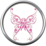 Artistic Butterfly Save The Tatas Boobies Pink Breast Cancer Ribbon Survivor Cure By Awareness 18MM - 20MM Snap Jewelry Charm