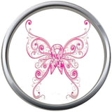 Artistic Butterfly Save The Tatas Boobies Pink Breast Cancer Ribbon Survivor Cure By Awareness 18MM - 20MM Snap Jewelry Charm