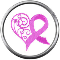 Heart Art Ribbon Save The Tatas Pink Breast Cancer Ribbon Survivor Cure Awareness 18MM - 20MM Charm
