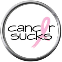 Pink Ribbon Thru Cancer Sucks Save The Tatas Boobies Pink Breast Cancer Ribbon Survivor Cure By Awareness 18MM - 20MM Snap Jewelry Charm