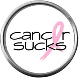 Pink Ribbon Thru Cancer Sucks Save The Tatas Boobies Pink Breast Cancer Ribbon Survivor Cure By Awareness 18MM - 20MM Snap Jewelry Charm