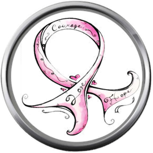 Cool Artistic Save The Tatas Boobies Pink Breast Cancer Ribbon Survivor Cure By Awareness 18MM - 20MM Snap Jewelry Charm