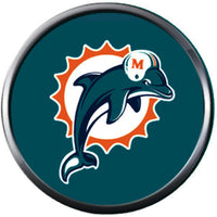 NFL Logo Miami Dolphins Hemlet Dolphin Teal Blue Background Football Team Spirit Fan 18MM - 20MM Fashion Snap Jewelry Charm