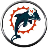 NFL Logo Miami Dolphins Hemlet Dolphin Football Team Spirit Fan 18MM - 20MM Fashion Snap Jewelry Charm