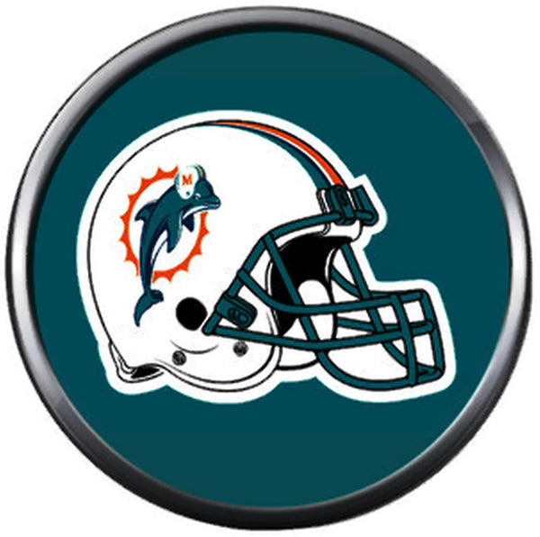 NFL Logo Miami Dolphins Hemlet Teal Blue Background Football Team Spirit Fan 18MM - 20MM Fashion Snap Jewelry Charm