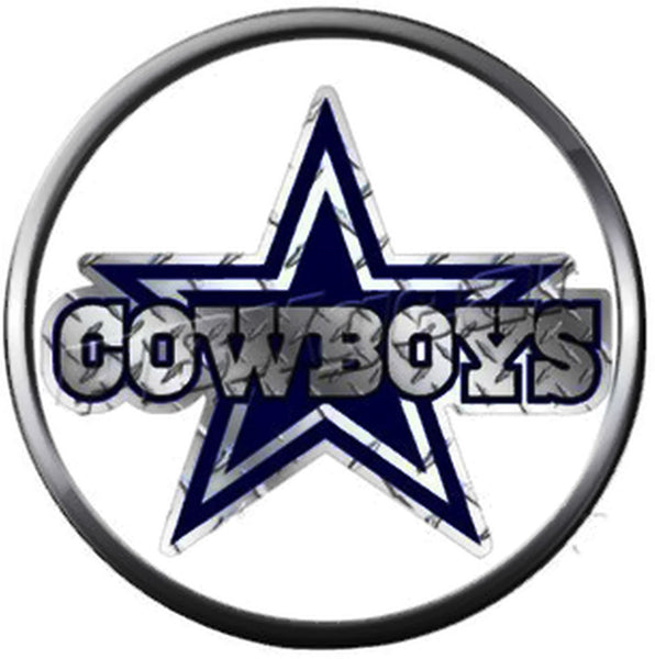 NFL Logo Dallas Cowboys Diamond Plate Texas Football Fan Team Spirit 18MM - 20MM Snap Charm