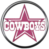 NFL Pink Logo Dallas Cowboys Diamond Plate Texas Football Fan Team Spirit 18MM - 20MM Snap Charm