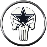NFL Logo Dallas Cowboys Skull Punisher Texas Football Fan Team Spirit 18MM - 20MM Fashion Jewelry Snap Charm