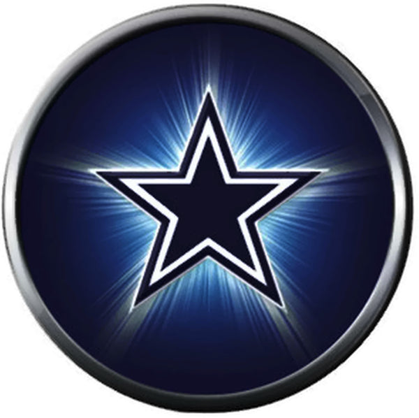 NFL Blue Burst Logo Dallas Cowboys Diamond Plate Texas Football Fan Team Spirit 18MM - 20MM Snap Charm