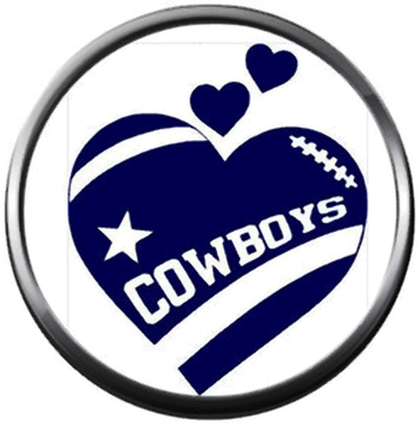 NFL Dallas Cowboys Heart Texas Football Fan Team Spirit 18MM - 20MM Snap Charm