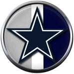 NFL Grey Blue White Logo Dallas Cowboys Diamond Plate Texas Football Fan Team Spirit 18MM - 20MM Snap Charm