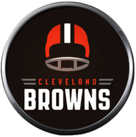 NFL Cleveland Browns Helmet on Brown Football Game Lovers 18MM - 20MM Snap Charm Jewelry