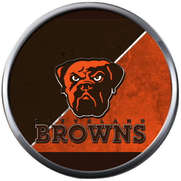 NFL Orange Brown Logo Cleveland Browns Vintage Circle Football Fan Team Spirit 18MM - 20MM Fashion Jewelry Snap Charm