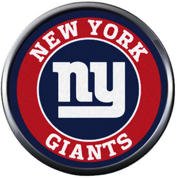 NFL New York NY Giants Red White Blue Circle Logo Football Game Lovers Team Spirit 18MM - 20MM Fashion Jewelry Snap Charm