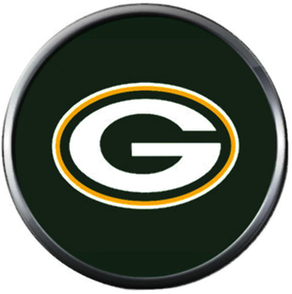 NFL Green Bay Packers Logo On Green Football Fan Team Spirit 18MM - 20MM Fashion Snap Charm