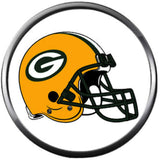 NFL Helmet on White Green Bay Packers Football Fan Team Spirit 18MM - 20MM Fashion Snap Charm