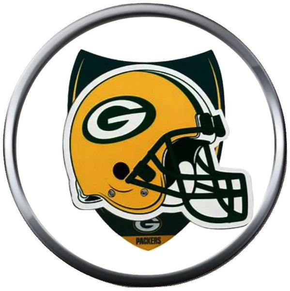 NFL Helmet Shield Logo Green Bay Packers Football Fan Team Spirit 18MM - 20MM Fashion Snap Charm