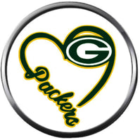 NFL Green Bay Wisconsin Packers Heart Logo Football Fan Team Spirit 18MM - 20MM Fashion Snap Charm