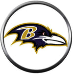 NFL Baltimore Ravens Raven On White Team Sports Football Game Lovers 18MM - 20MM Snap Charm Jewelry