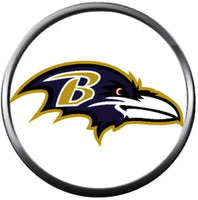 NFL Baltimore Ravens Raven On White Team Sports Football Game Lovers 18MM - 20MM Snap Charm Jewelry