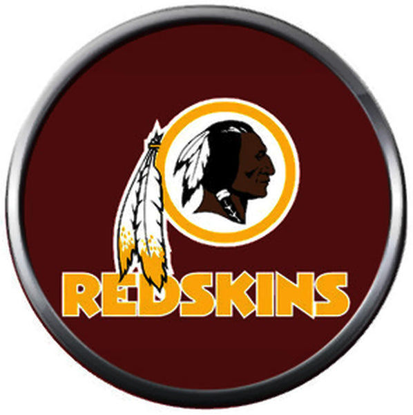 NFL Washington Redskins Skins Logo On Red Team Sports Football Game Lovers 18MM - 20MM Snap Charm Jewelry