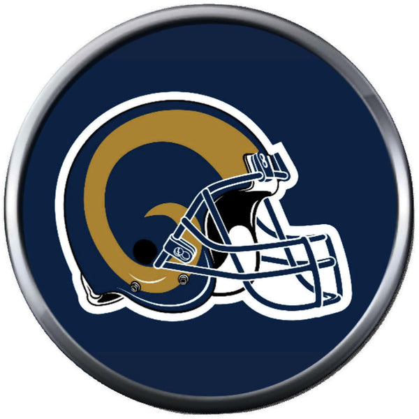 NFL Los Angeles Rams Helmet on Blue Football Lovers Team Spirit 18MM - 20MM Fashion Jewelry Snap Charm