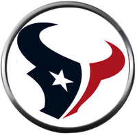 NFL Houston Texans Football Fan White Leather Bracelet W/ Logo & Helmet 18MM - 20MM Snap Charms