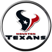 NFL Football Fan Houston Texans White Leather Bracelet W/ Logo & Blue Helmet 18MM - 20MM Snap Charms