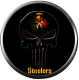 NFL Cool Dark Skull Pittsburgh Steelers Football Fan Team Spirit 18MM - 20MM Fashion Jewelry Snap Charm