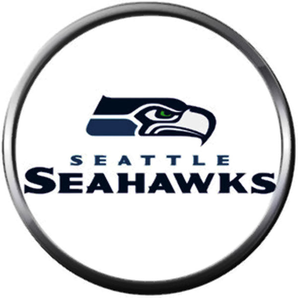 NFL Seattle Seahawks Logo On White Sports Fan Football Lovers Team Spirit 18MM - 20MM Fashion Jewelry Snap Charm