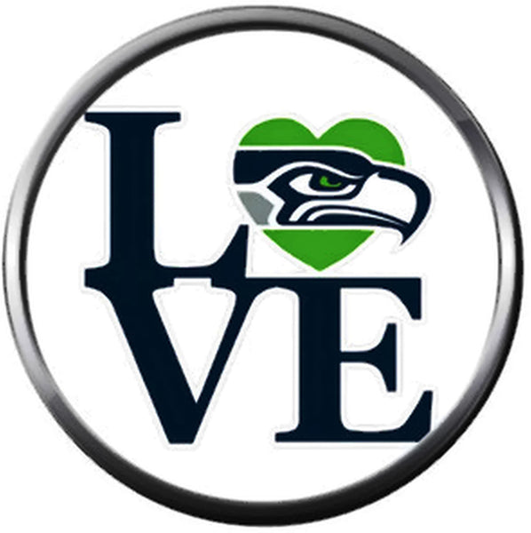 NFL Seattle Seahawks Love Logo Sports Fan Football Lovers Team Spirit 18MM - 20MM Fashion Jewelry Snap Charm