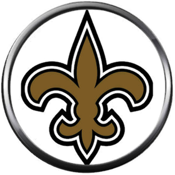 NFL New Orleans Saints Old Gold Logo On White Sports Fan Football Lovers Team Spirit 18MM - 20MM Fashion Jewelry Snap Charm
