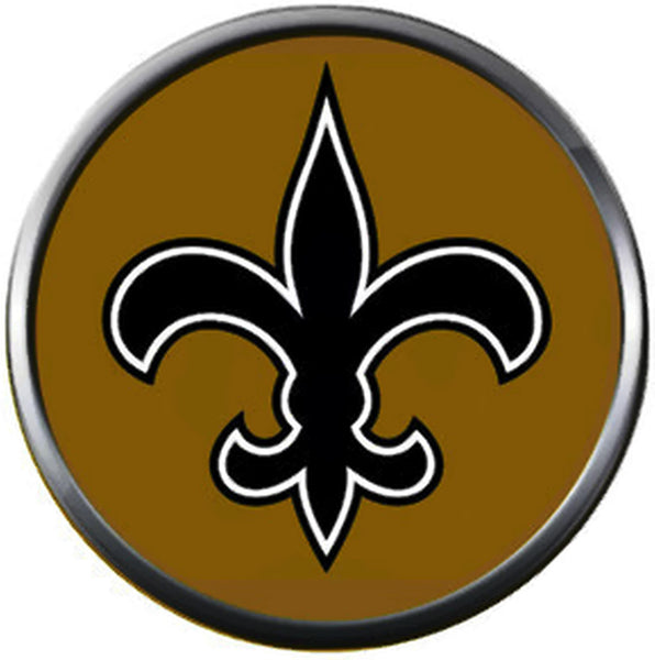 NFL New Orleans Saints Black Logo On Old Gold Sports Fan Football Lovers Team Spirit 18MM - 20MM Fashion Jewelry Snap Charm