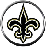 NFL New Orleans Saints Black Logo On White Sports Fan Football Lovers Team Spirit 18MM - 20MM Fashion Jewelry Snap Charm