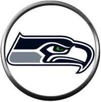 NFL Seattle Seahawks Logo On White Sports Fan Football Lovers Team Spirit 18MM - 20MM Fashion Jewelry Snap Charm