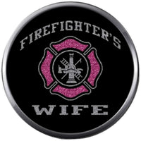Pink Black Maltese Cross Shield Firefighter Wife Thin Red Line Proud Protect Serve 18MM-20MM Snap Charm