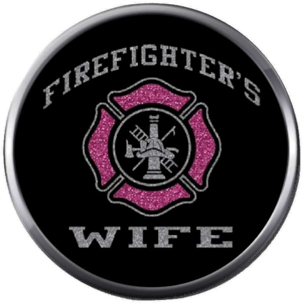 Pink Black Maltese Cross Shield Firefighter Wife Thin Red Line Proud Protect Serve 18MM-20MM Snap Charm