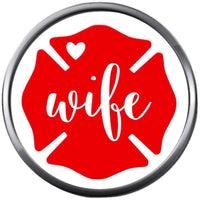 Thin Red Line Maltese Cross Shield Wife Heart Proud Firefighter Protect Serve  18MM - 20MM Snap Charm