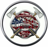Thin Red Line Maltese Cross Shield Wife USA Axe Proud Firefighter Protect Serve  18MM - 20MM Snap Charm