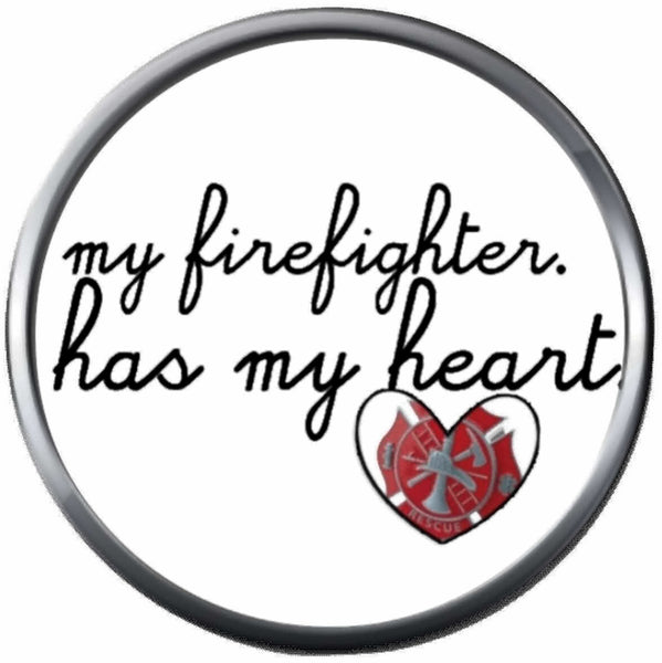 Firefighter Has My Heart Thin Red Line Heart Maltese Cross Shield Proud Protect Serve 18MM-20MM Snap Charm